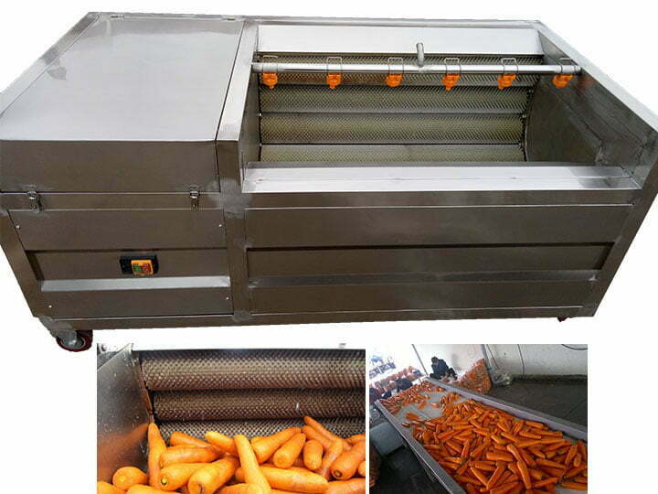 Commercial brush carrot washing machine