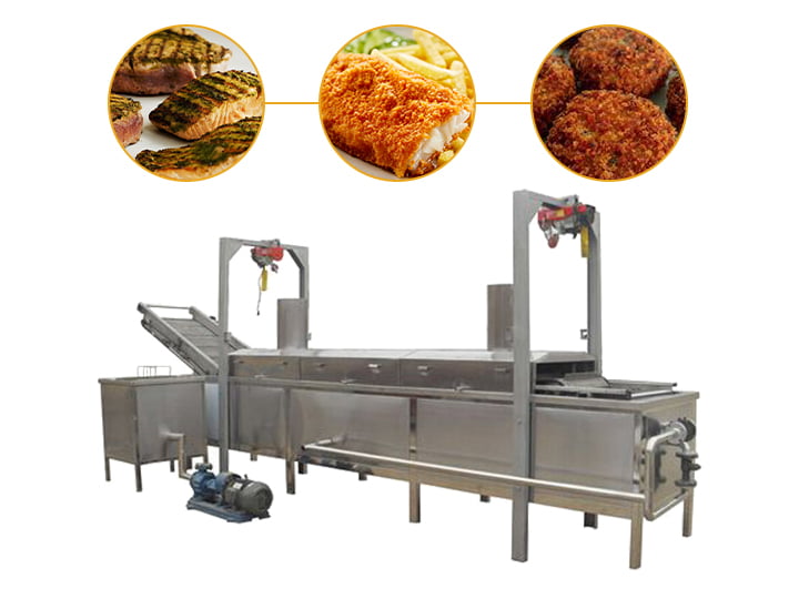 Industrial continuous fish staek frying machine