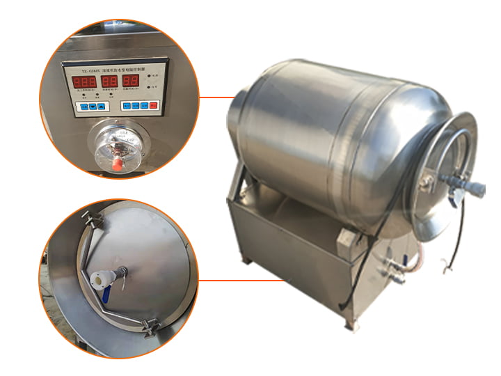 What are the functions and characteristics of the vacuum tumbler?