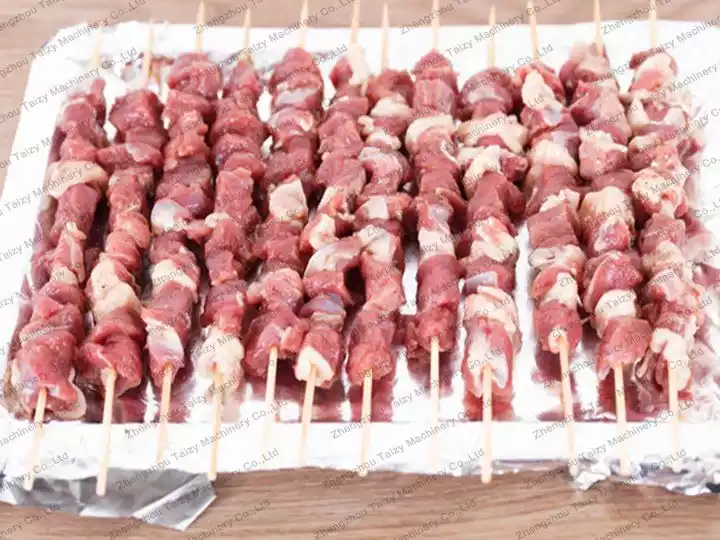 Meat skewer mass production
